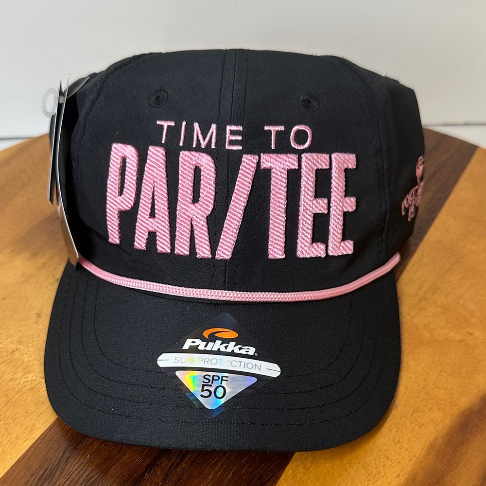 Golf Hat, Time to Par/Tee, NWT Black & Pink from Port Royal Golf Club